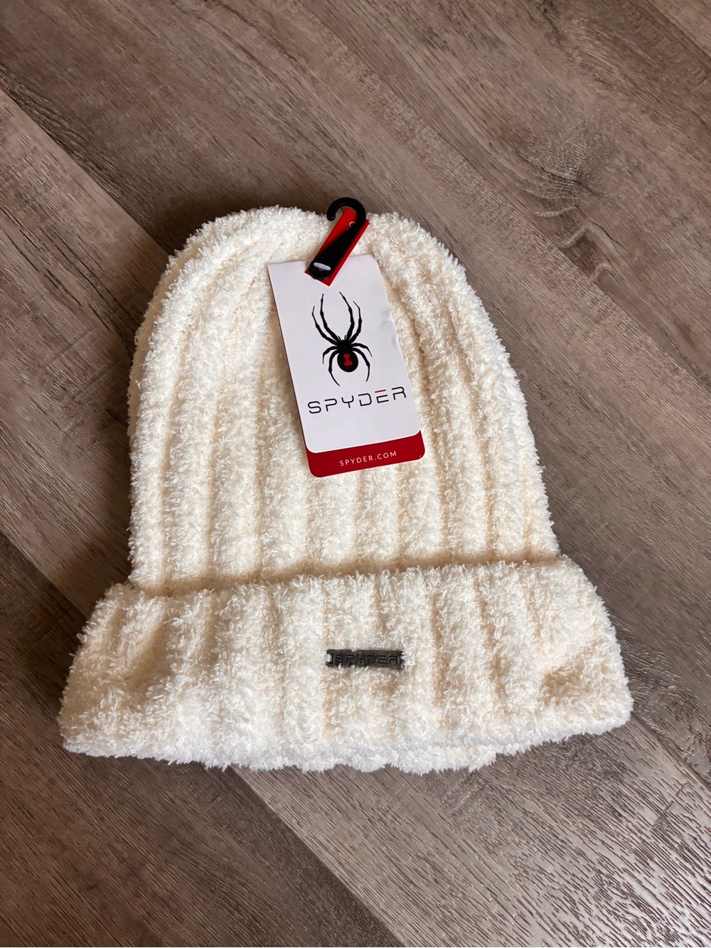 Spyder Women’s Fuzzy Knit Cream Ribbed Cuff Beanie/Toque NWT One Size